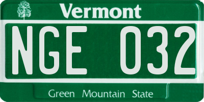 VT license plate NGE032