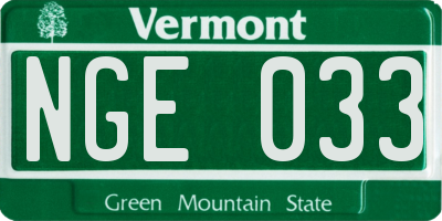 VT license plate NGE033