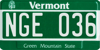 VT license plate NGE036