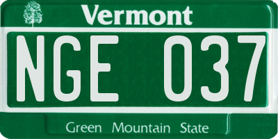 VT license plate NGE037
