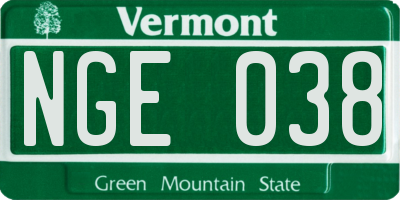VT license plate NGE038