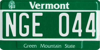 VT license plate NGE044