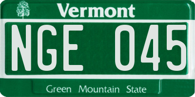 VT license plate NGE045
