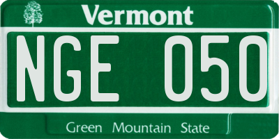 VT license plate NGE050