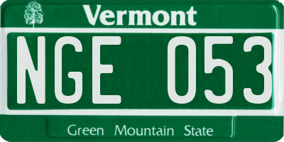 VT license plate NGE053