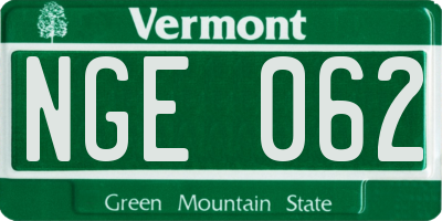 VT license plate NGE062