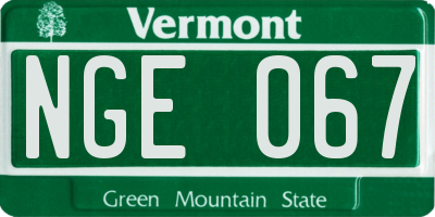 VT license plate NGE067