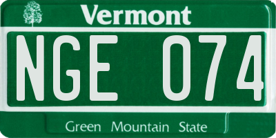 VT license plate NGE074