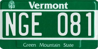 VT license plate NGE081