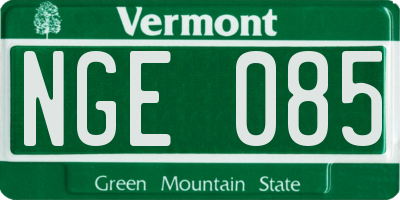 VT license plate NGE085