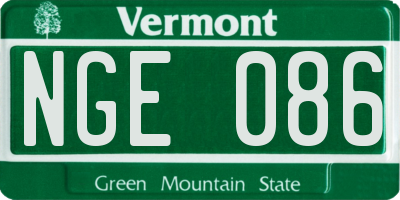 VT license plate NGE086