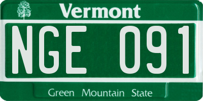 VT license plate NGE091