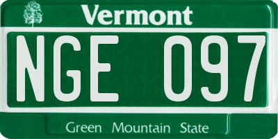 VT license plate NGE097