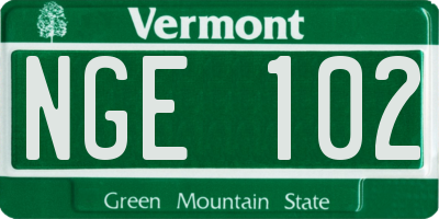 VT license plate NGE102