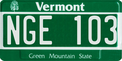 VT license plate NGE103