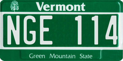 VT license plate NGE114