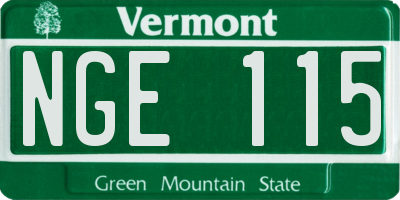 VT license plate NGE115