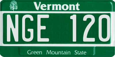 VT license plate NGE120