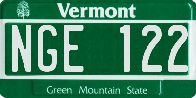 VT license plate NGE122