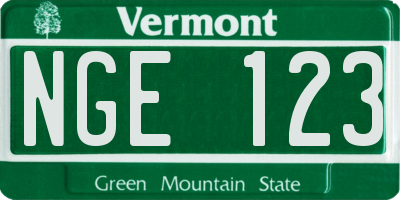 VT license plate NGE123