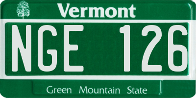 VT license plate NGE126