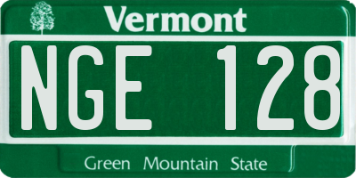 VT license plate NGE128