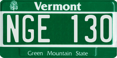 VT license plate NGE130