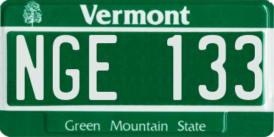 VT license plate NGE133