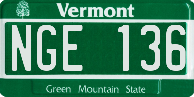 VT license plate NGE136