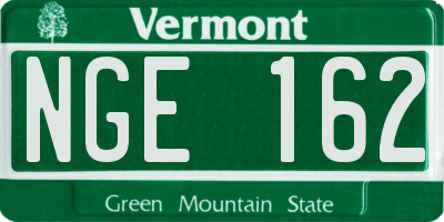 VT license plate NGE162