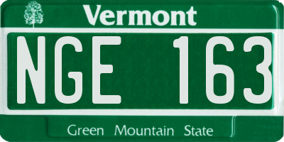VT license plate NGE163