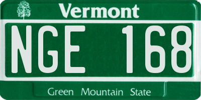 VT license plate NGE168