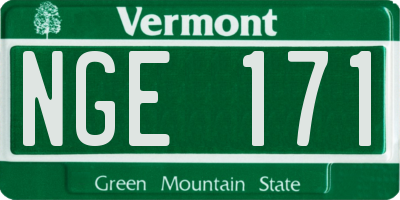 VT license plate NGE171