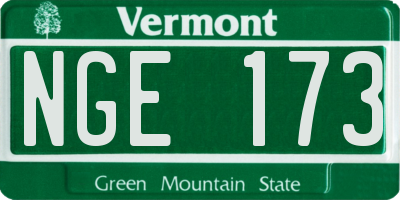VT license plate NGE173