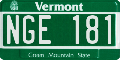VT license plate NGE181