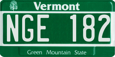 VT license plate NGE182