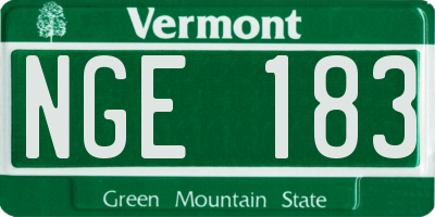 VT license plate NGE183