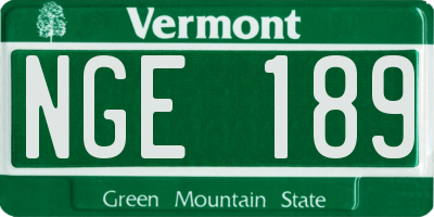 VT license plate NGE189