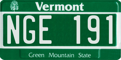 VT license plate NGE191