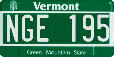 VT license plate NGE195