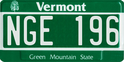 VT license plate NGE196