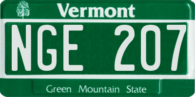 VT license plate NGE207