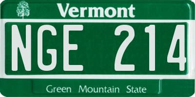 VT license plate NGE214