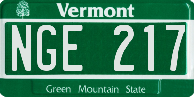 VT license plate NGE217