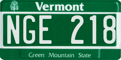 VT license plate NGE218