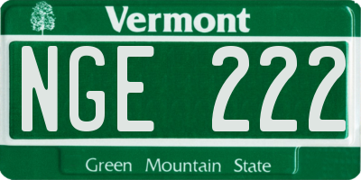 VT license plate NGE222