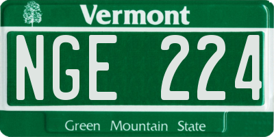 VT license plate NGE224