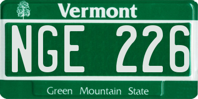VT license plate NGE226