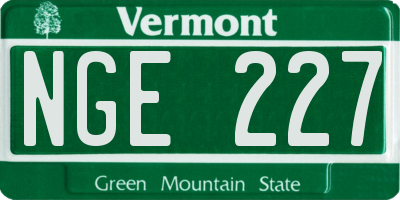 VT license plate NGE227