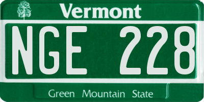 VT license plate NGE228